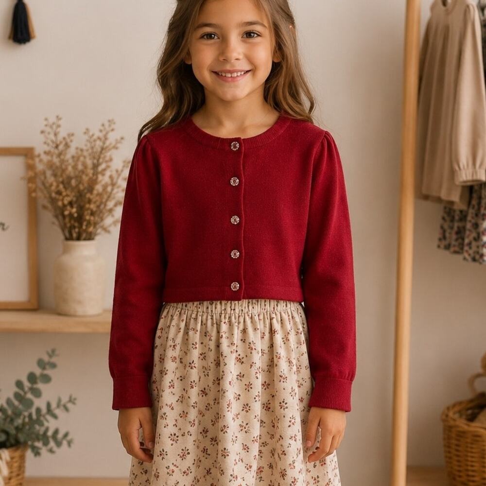 Janie & Jack Red Cropped Cardigan Sweater 4